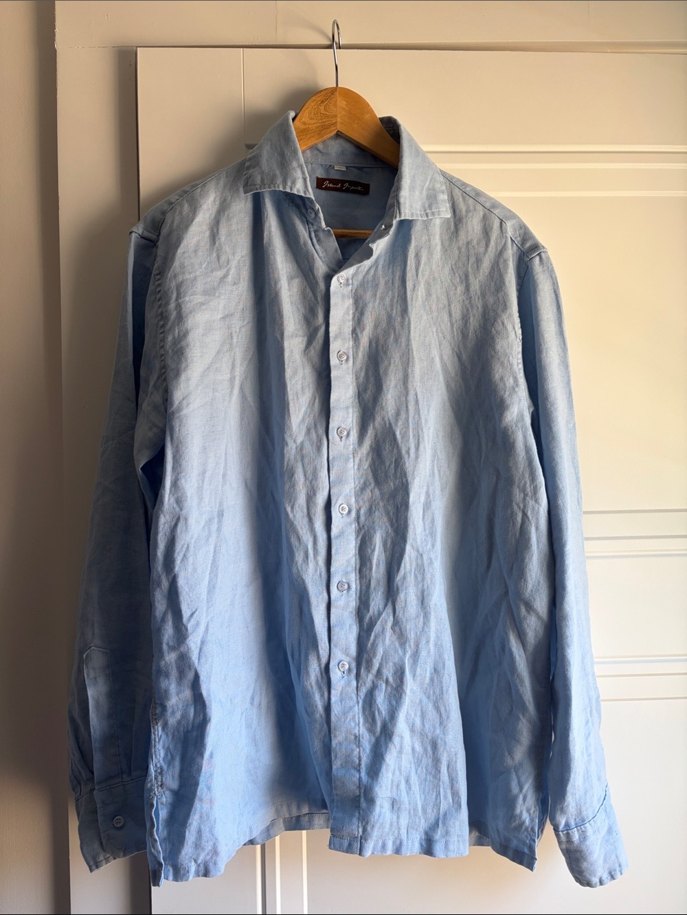 Classic 100% Linen Light Blue Men's Dress Shirt by Island Importer